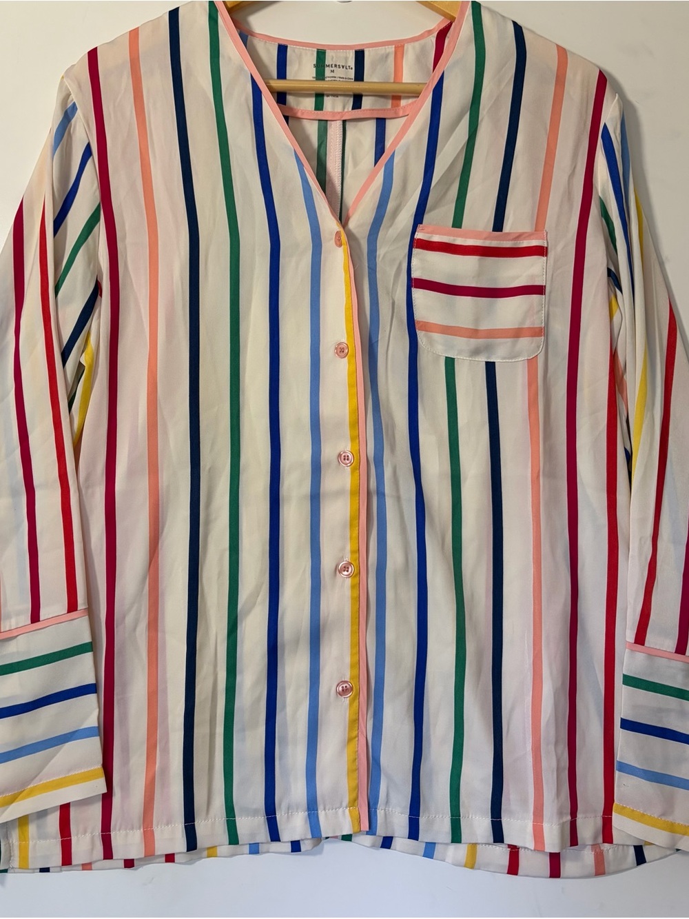 Summersalt The Home Edit Cloud 9 Silky PJ Set Rainbow Stripe Size M - Picture 4 of 9